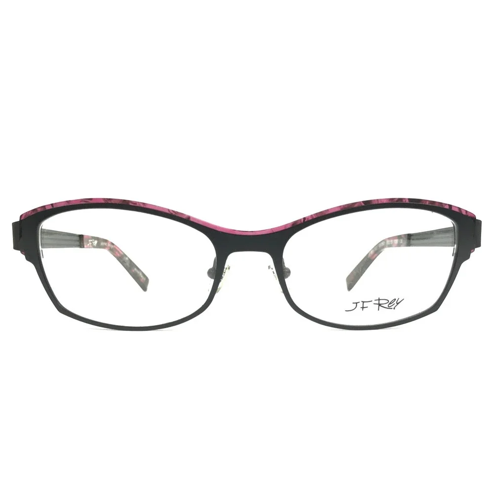 J.F. Rey Eyeglasses Frames JF2572 0080 Matte Black Pink Cat Eye 53-18-138